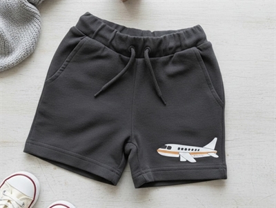 Mini Rodini sweatshorts grå med flyvemaskine