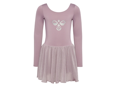 Hummel gymdragt i rosa nuance med glitterskørt og logo