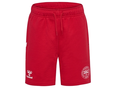 hummel shorts roed med dbu logo foran