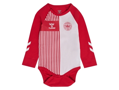 hummel body roed med DBU striber og lange aermer
