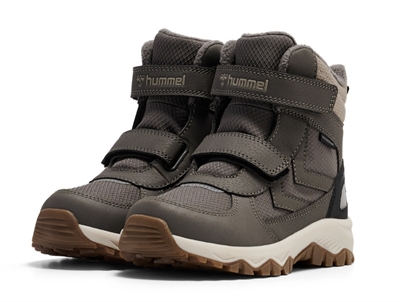 Hummel Storm Tex Boot JR vinterstøvler dark gull gray med dobbelt velcro