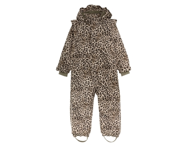 En Fant flyverdragt i pine bark med leopardprint og flæser