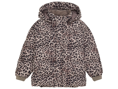 En Fant quiltet vinterjakke pine bark med leopardprint set forfra