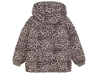 En Fant quiltet vinterjakke pine bark med leopardprint set bagfra
