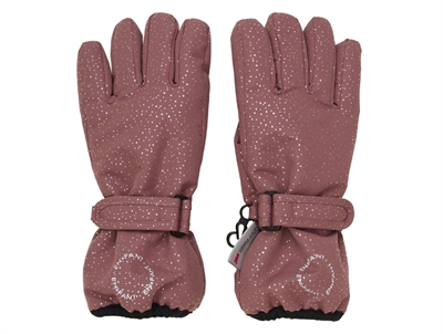 En Fant handsker i frosted almond med guldprikker og sort greb