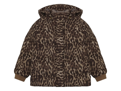 En Fant vinterjakke i brun nuance med leopardprint set forfra