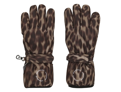 En Fant handsker i brun nuance med leopardprint set forfra