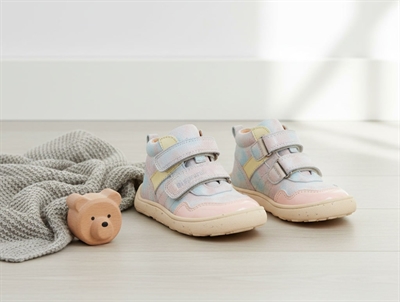 Bisgaard Becky barfodssneaker i pastelfarvet mønster med velcro