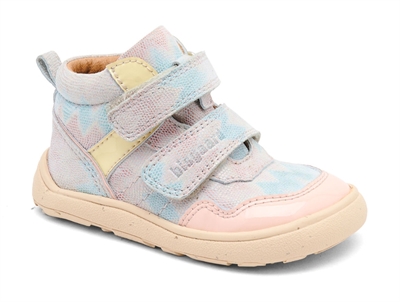 Bisgaard Becky barfodssneaker i pastelfarvet mønster med velcro