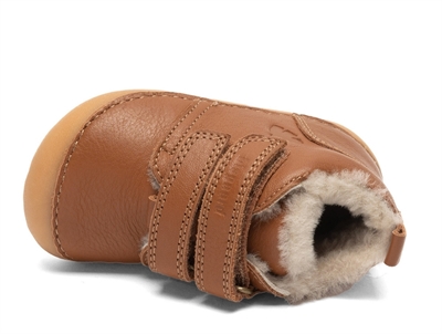 bisgaard Carter Lamb vinterbegyndersko cognac med dobbelt velcro