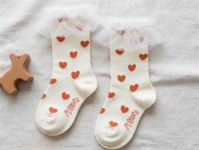 Mini Rodini white heart frill strømper (2-pak)