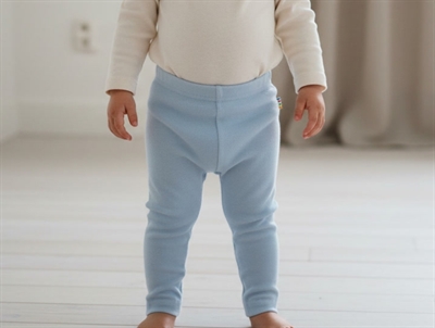 Joha uldleggings i blå med elastik i taljen