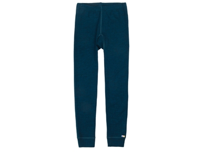 Joha uldleggings i mørk turkis merinould med elastik i taljen  