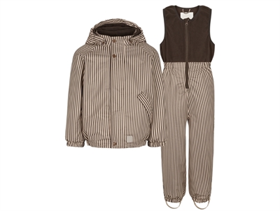 MarMar Copenhagen regnsæt brown stripe med fleecefor og lynlåslukning