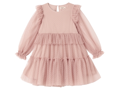 MarMar tylkjole faded rose med flæser og prikker forfra