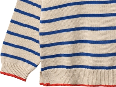 Detalje af Wheat Morgan striktrøje true blue stripe