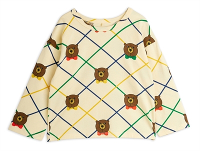 Mini Rodini langærmet T-shirt råhvid med bjørneprint