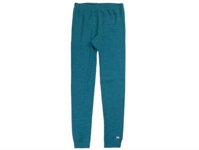 Joha leggings turquoise i ribbet merinould