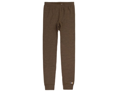 Joha leggings brun i ribbet merinould
