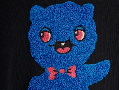 Mini Rodini sweatshirt i sort med alien chenillemotiv detalje