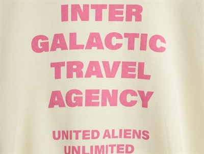 Mini Rodini sweatshirt i off-white med travel agency tekstprint detalje