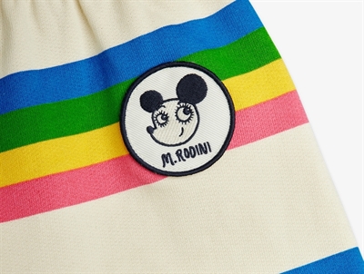 Mini Rodini sweatshorts i multi med striber og broderet motiv