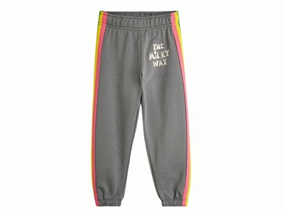 Mini Rodini sweatpants i grey med rainbow panel set forfra