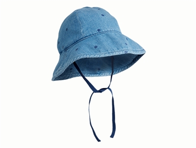 Mini Rodini solhat i blue med prikprint set forfra