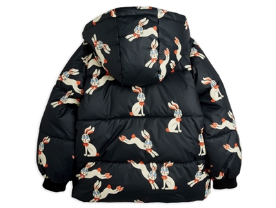 Mini Rodini puffer vinterjakke sort med kaninprint