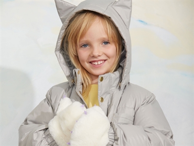 Mini Rodini puffer vinterjakke grå med katteører