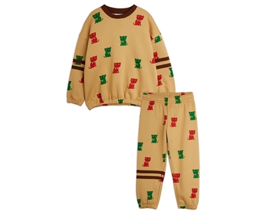 Mini Rodini sweatsæt beige med katteprint