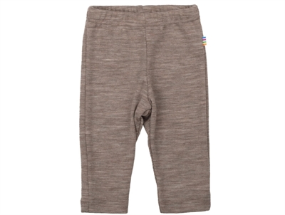 Joha leggings i beige melange merinould og silke med elastik i taljen
