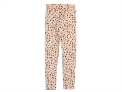 Joha leggings i off white merinould med blomsterprint