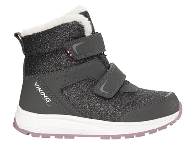 Viking Equip Glitter Warm WP 2V vinterstøvle charcoal/dusty pink med glitter