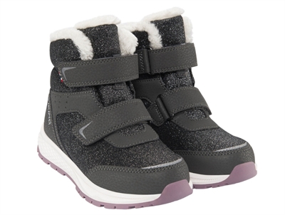 Viking Equip Glitter Warm WP 2V vinterstøvle charcoal/dusty pink med glitter