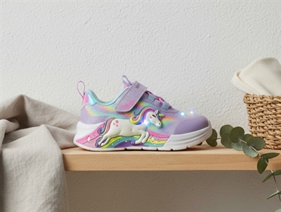 Skechers sneakers lavendel multifarvet med enhjørning og blinklys