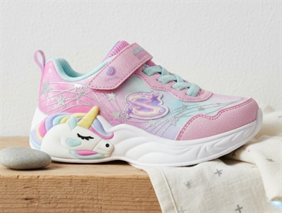 Skechers pink/turquoise unicorn dreams sneaker med blink