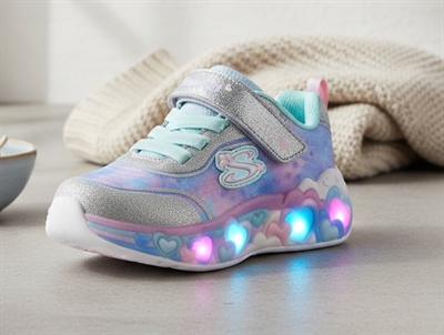 Skechers Eternal Heart Lights sneaker sølv med hjerter og blinklys