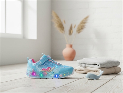 Skechers sneakers blå med havfrue og blinklys