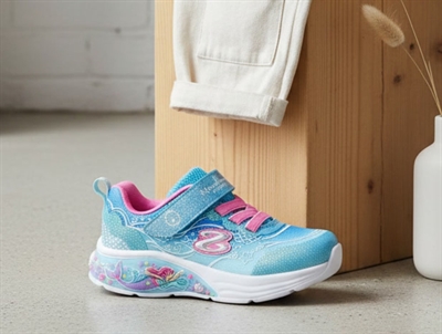 Skechers sneakers blå med havfrue og blinklys