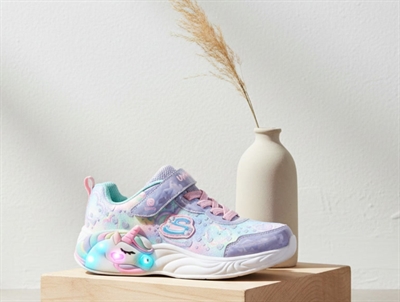Skechers Unicorn Dreams Heart Sparkles sneaker lilla med blinklys og enhjørning