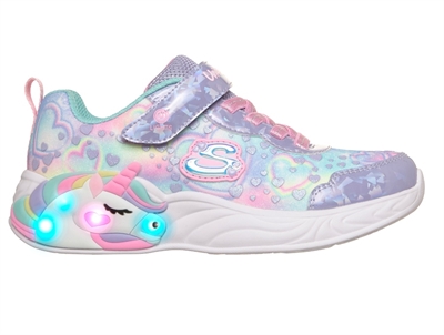 Skechers Unicorn Dreams Heart Sparkles sneaker lilla med blinklys og enhjørning