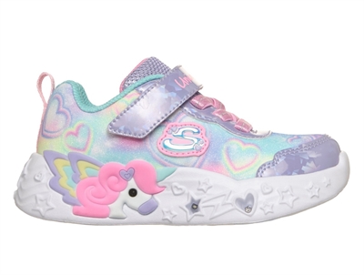 Skechers Unicorn Charmer Lil Heart Sparkles sneaker lilla med blinklys og enhjørning