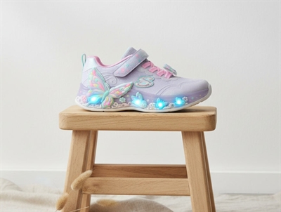 Skechers Butterfly Bliss sneaker lilla med sommerfugl og blinklys