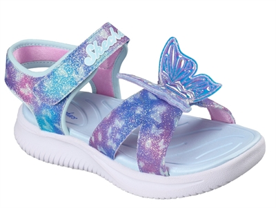 Skechers Jumpsters sandal blue multi med blinklys og sommerfugl