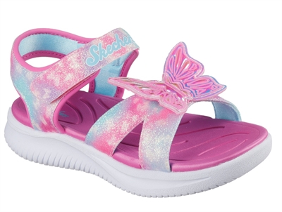 Skechers Jumpsters sandal pink multicolor med blinklys og sommerfugl