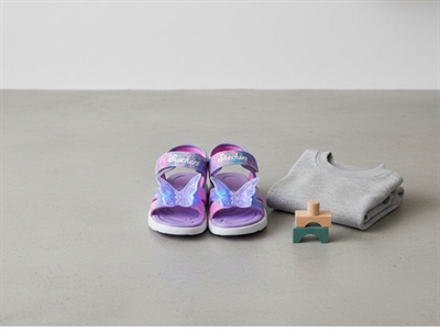 Skechers Jumpsters sandal lavender multicolor med blinklys og sommerfugl