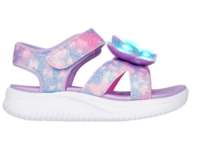 Skechers Jumpsters sandal lavender multicolor med blinklys og sommerfugl