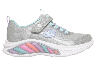 Skechers Rainbow Cruisers Glitzy Glow sneaker sølv med blinklys og glitter