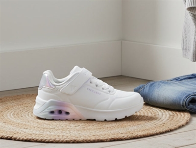 Skechers Uno Lite sneaker hvid med metallic detaljer og air cushion